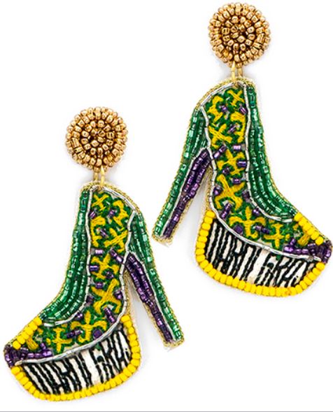 Mardi Gras Beaded Stiletto Earrings