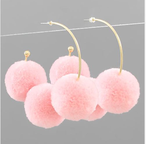 Pom Pom Hoop Earrings